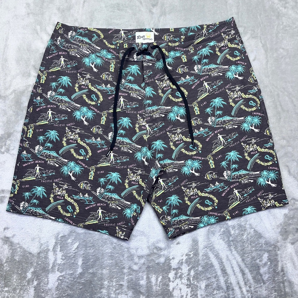 Reyn Spooner Men's Swim Trunks 38 Hawaiian Print‎ Limited Issue Board Shorts